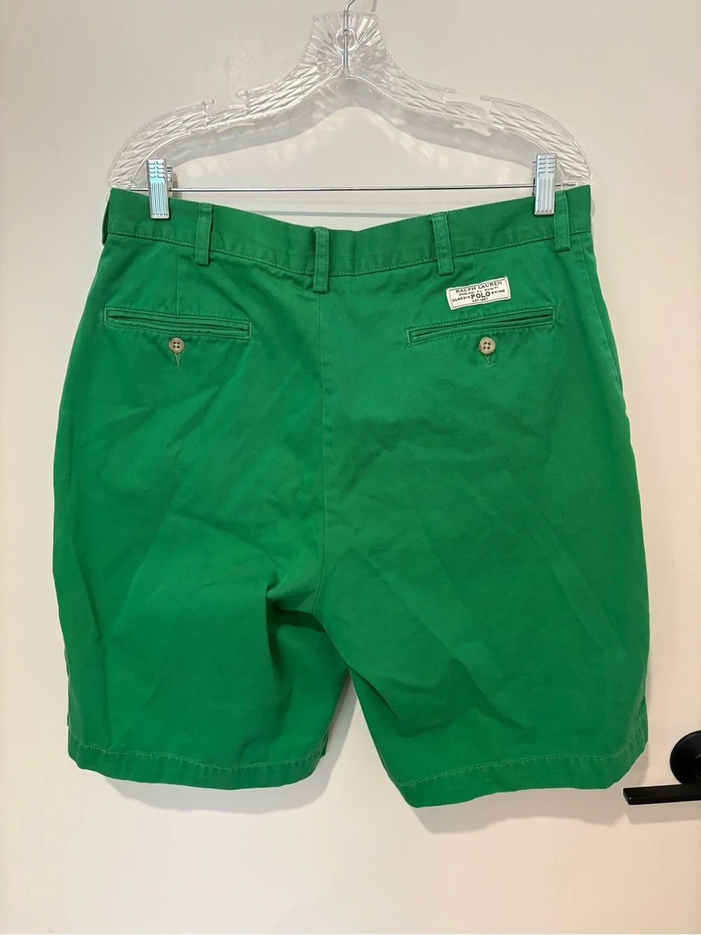 VNTG Polo by Ralph Lauren Kelly Green Men's Chino Shorts Preppy Golf Academia 36